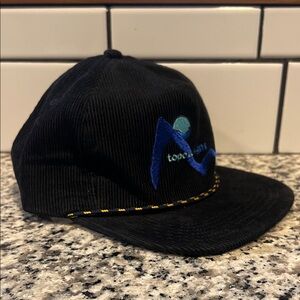 Topo Designs Black Corduroy Hat with Blue Logo